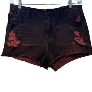 Blackheart Black Jean Shorts Distressed Frayed Hem